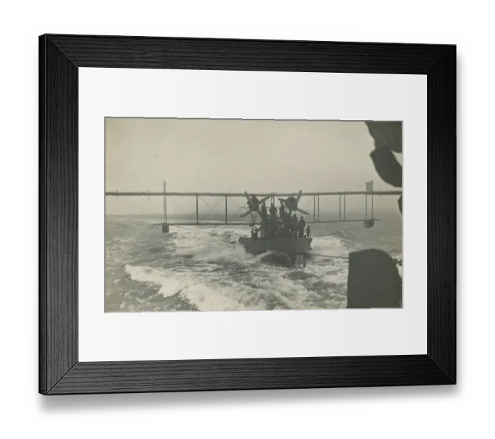 Framed Print : Curtiss H12 Large America on a lighter under tow at sea Framed Print : Curtiss H12 Large America on a lighter under tow at sea