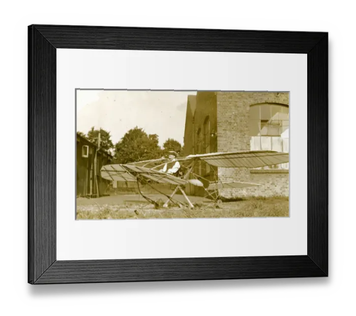 Framed Print : Major Baden-Powell in his Scout monoplane (The Midge) du? Framed Print : Major Baden-Powell in his Scout monoplane (The Midge) du?