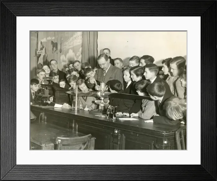 Framed Print : Professor G. T. R. Hill explaining how a variable pitch pr? Framed Print : Professor G. T. R. Hill explaining how a variable pitch pr?