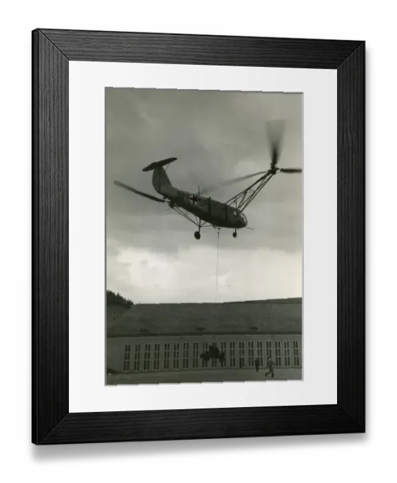 Framed Print : Focke Achgelis Fa223 Drache (Dragon) lifting ordnance Framed Print : Focke Achgelis Fa223 Drache (Dragon) lifting ordnance