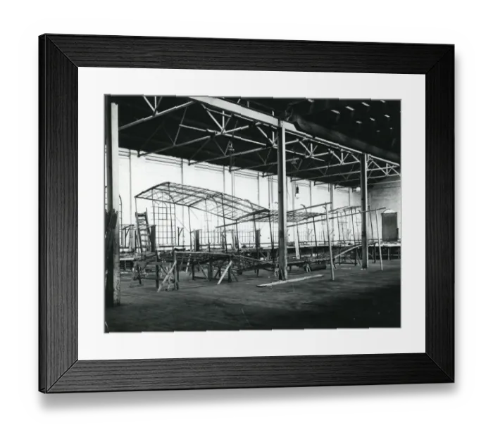 Framed Print : Maxim?s 1910 biplane under construction in 1909 at the C?