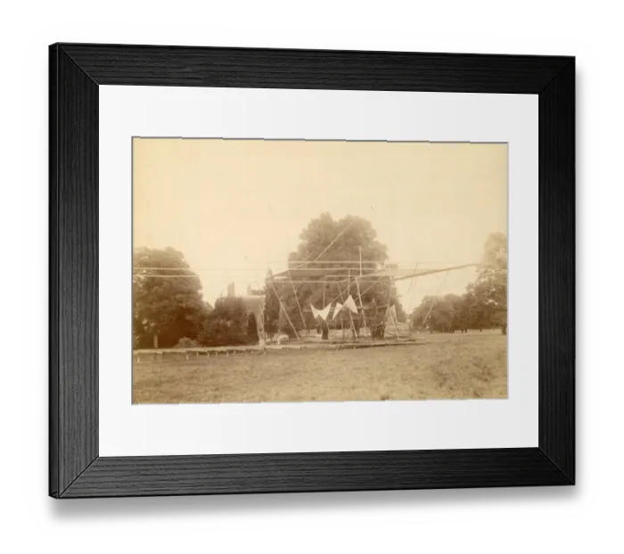 Framed Print : Sir Hiram Maxim operating the valve of the steam engine ? Framed Print : Sir Hiram Maxim operating the valve of the steam engine ?
