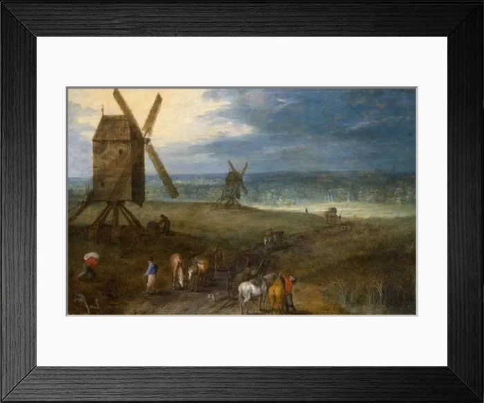 Framed Print : Landscape with Windmills Framed Print : Landscape with Windmills