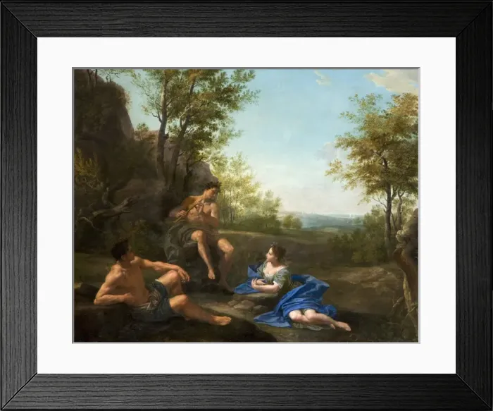 Framed Print : Pastoral Landscape with Figures Framed Print : Pastoral Landscape with Figures