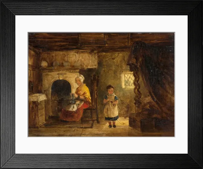 Framed Print : Old Woman Knitting Framed Print : Old Woman Knitting