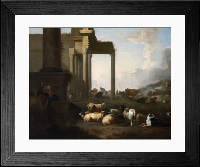 Framed Print : Shepherds and Flocks among Classical Ruins Framed Print : Shepherds and Flocks among Classical Ruins