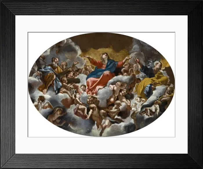 Framed Print : Glorification of Virgin Fresco in Dome of S. Andrea della Va Framed Print : Glorification of Virgin Fresco in Dome of S. Andrea della Va