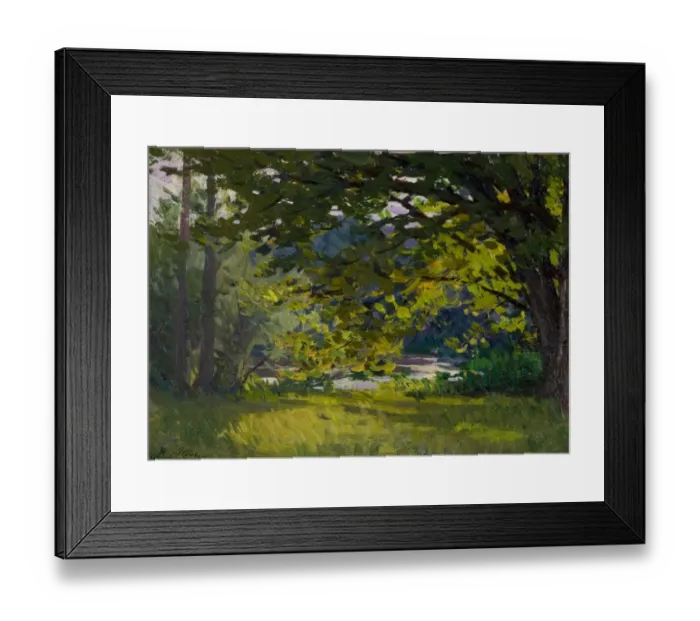 Framed Print : Meadow with Trees by a River Framed Print : Meadow with Trees by a River