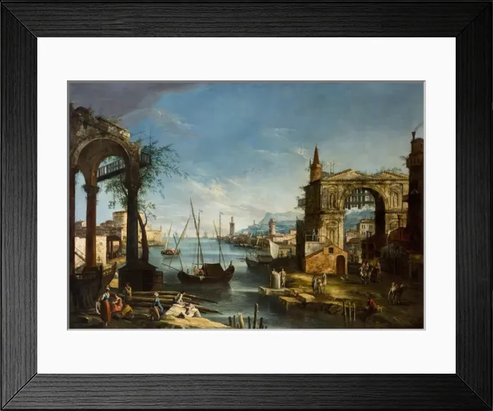 Framed Print : Capricci with Classical Ruins and a Harbour Framed Print : Capricci with Classical Ruins and a Harbour