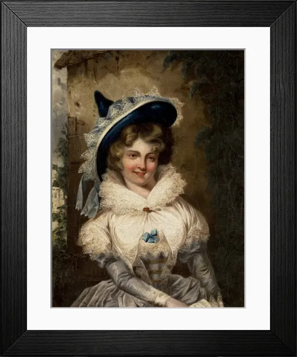 Framed Print : Portrait of a Lady with a Large Pointed Hat Framed Print : Portrait of a Lady with a Large Pointed Hat