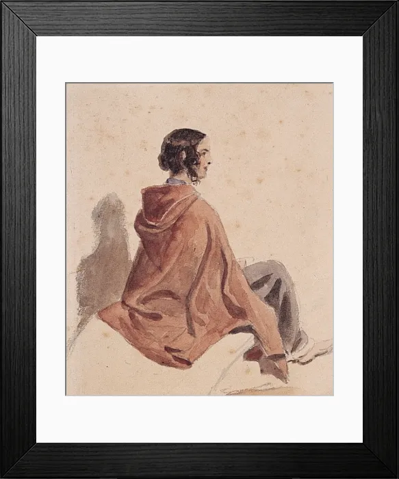 Framed Print : Seated Girl; verso, Tree Branch Framed Print : Seated Girl; verso, Tree Branch