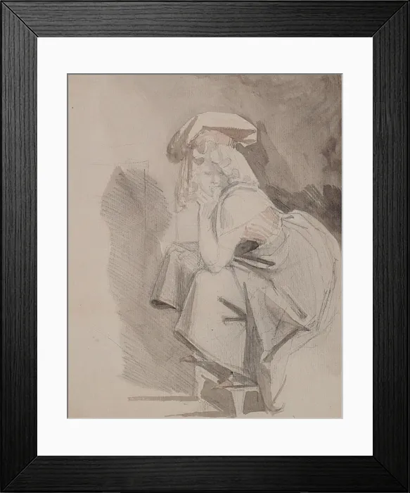 Framed Print : Seated Woman with Finger on Mouth, Study for Il Pensoroso Framed Print : Seated Woman with Finger on Mouth, Study for Il Pensoroso