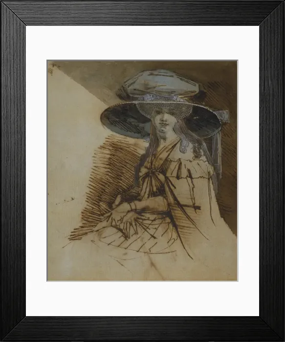 Framed Print : Mrs Fuseli in a Large Hat; verso, Mrs. Fuseli in a Hat Framed Print : Mrs Fuseli in a Large Hat; verso, Mrs. Fuseli in a Hat