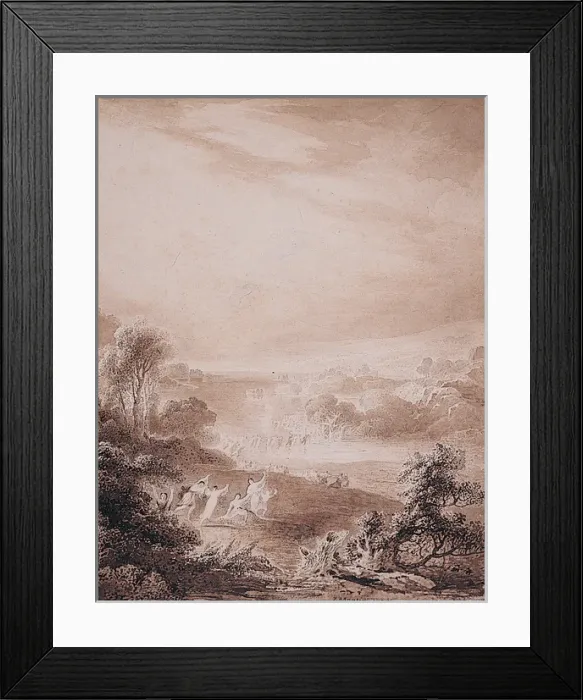 Framed Print : Landscape with Dancing Figures Framed Print : Landscape with Dancing Figures