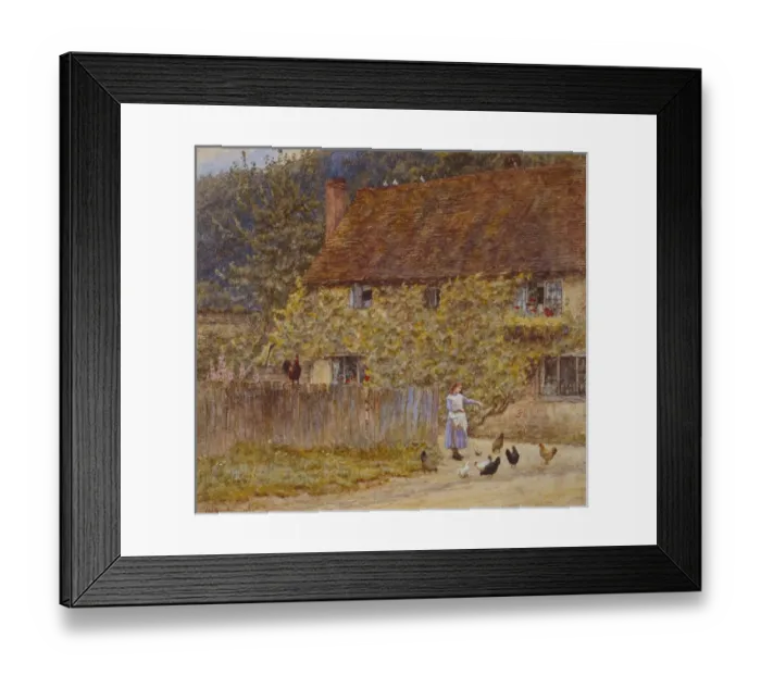Framed Print : Feeding the Chickens Framed Print : Feeding the Chickens