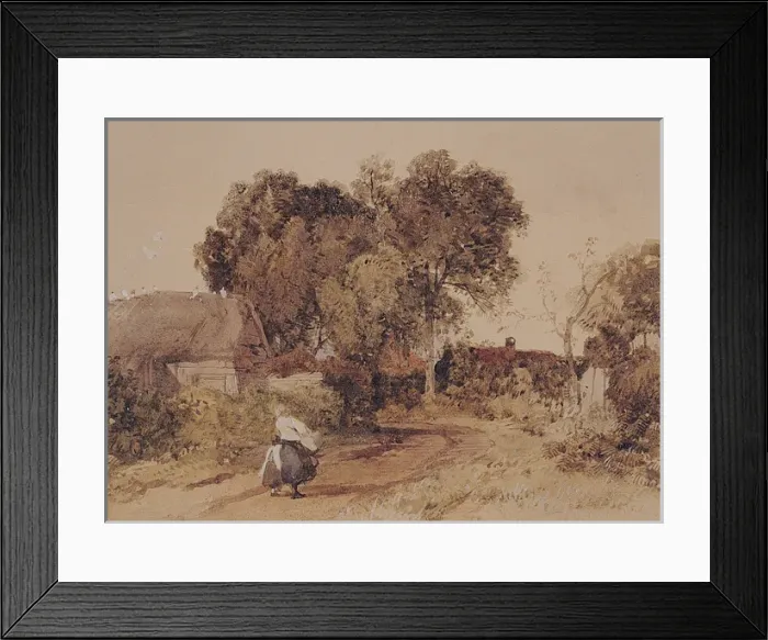 Framed Print : Farmstead with Figures and Trees Framed Print : Farmstead with Figures and Trees
