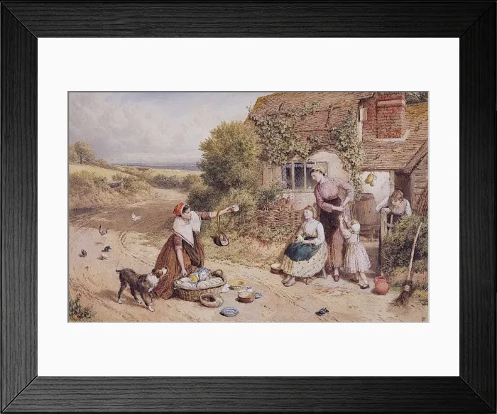 Framed Print : A Pedlar. Foster, Myles Birket 1825 - 1899 Framed Print : A Pedlar. Foster, Myles Birket 1825 - 1899