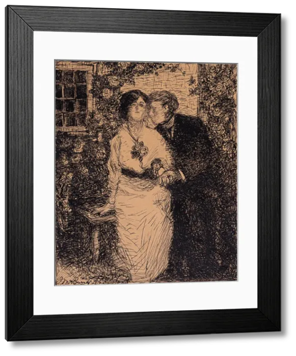 Framed Print : Couple on a Bench in a Garden Framed Print : Couple on a Bench in a Garden