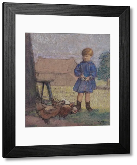 : John Rothenstein as a Child, Feeding Hens : John Rothenstein as a Child, Feeding Hens