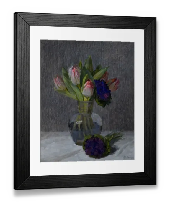 Framed Print : Tulips and Violets Framed Print : Tulips and Violets