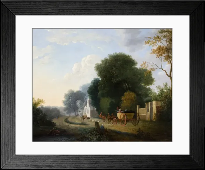 Framed Print : Landscape with Carriage and Horses Framed Print : Landscape with Carriage and Horses
