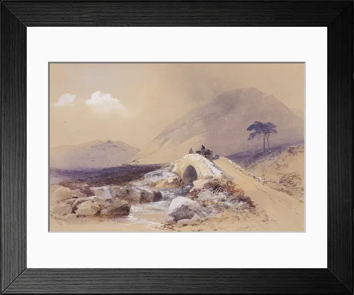 Framed Print : Mountainous Landscape with Bridge Framed Print : Mountainous Landscape with Bridge