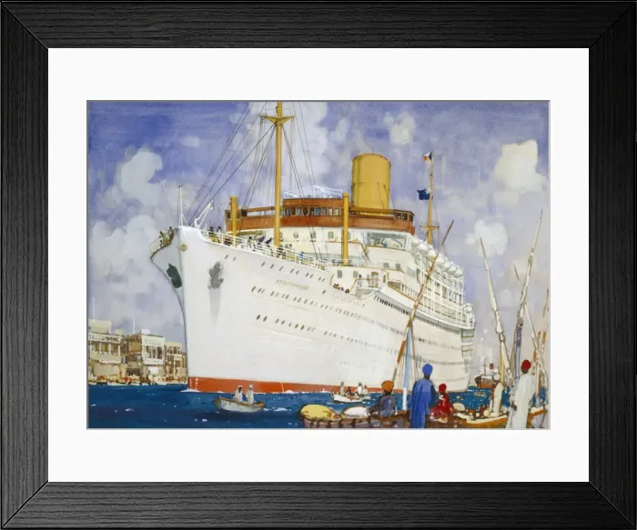 Framed Print : Ships in a Mediterranean Harbour, probably Algiers Framed Print : Ships in a Mediterranean Harbour, probably Algiers