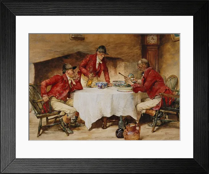 Framed Print : The Last Ingredient: Three Huntsmen Sitting around a Punchbo Framed Print : The Last Ingredient: Three Huntsmen Sitting around a Punchbo