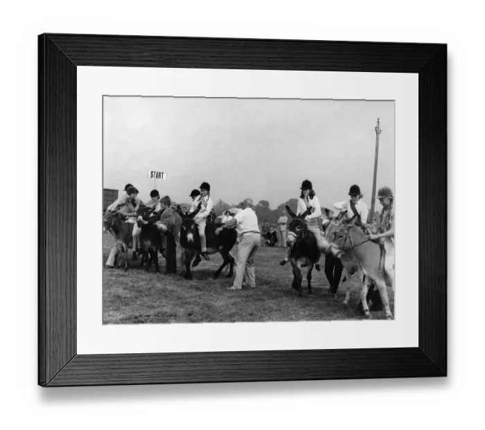 Framed Print : Children in donkey derby, Eastbourne, Sussex Framed Print : Children in donkey derby, Eastbourne, Sussex
