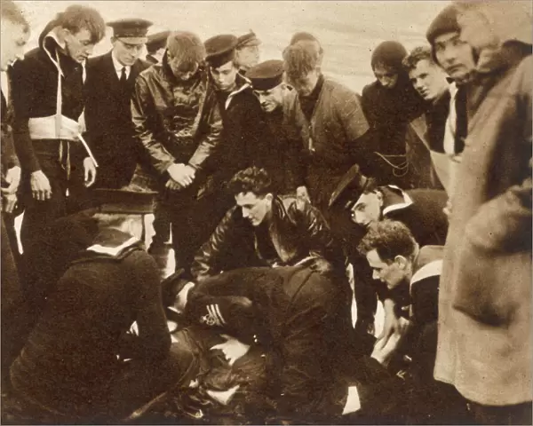 Artificial Respiration being Applied by British Sailors