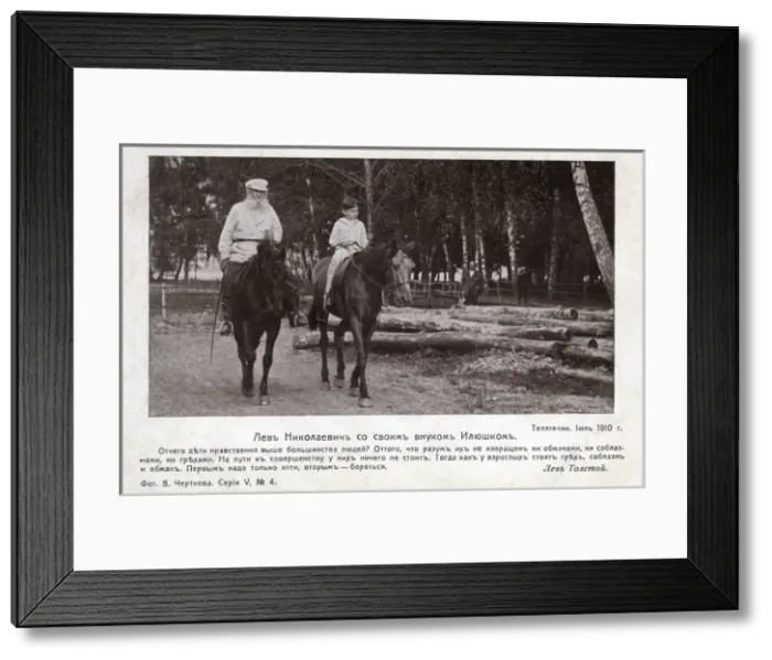Framed Print : Leo Tolstoy and his Grandson out riding Framed Print : Leo Tolstoy and his Grandson out riding