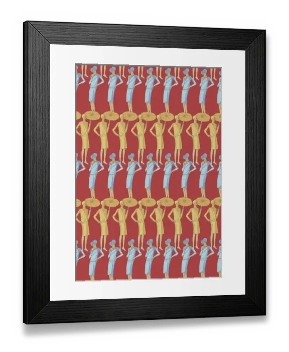 Framed Print : Repeating Pattern - Art Deco Women Framed Print : Repeating Pattern - Art Deco Women