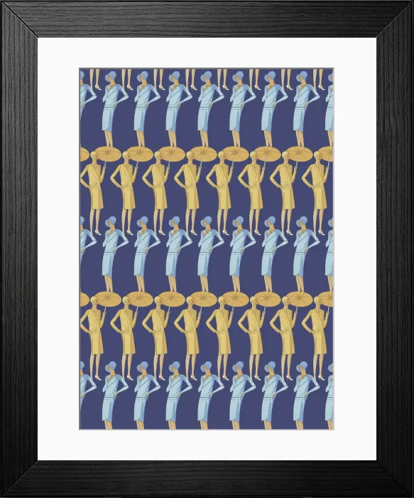 Framed Print : Repeating Pattern - Art Deco Women Framed Print : Repeating Pattern - Art Deco Women