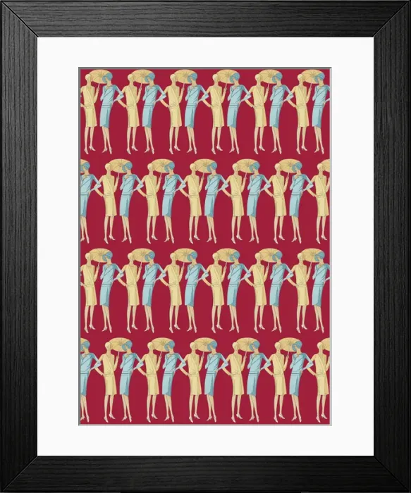 Framed Print : Repeating Pattern - Art Deco Women Framed Print : Repeating Pattern - Art Deco Women