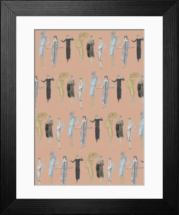 Framed Print : Repeating Pattern - Art Deco Women Framed Print : Repeating Pattern - Art Deco Women