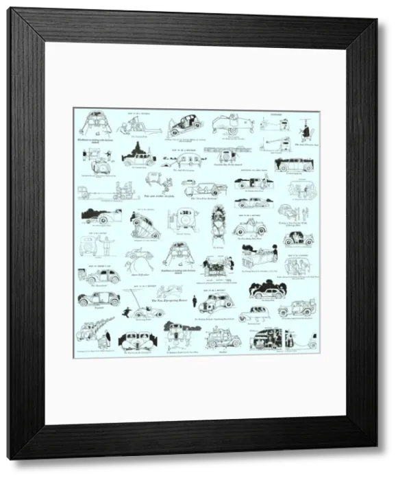 Framed Print : Repeating Pattern - Heath Robinson Motorcars Framed Print : Repeating Pattern - Heath Robinson Motorcars