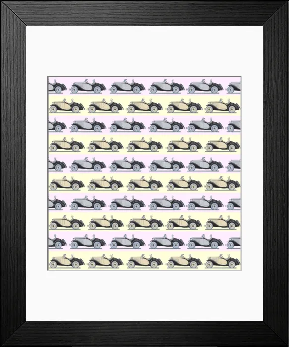 Framed Print : Repeating Pattern - Art Deco Woman - Sports car Framed Print : Repeating Pattern - Art Deco Woman - Sports car