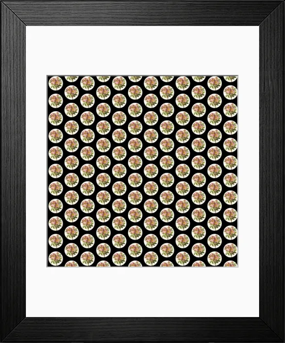 Framed Print : Repeating Pattern - Pink Roses - Circles Framed Print : Repeating Pattern - Pink Roses - Circles