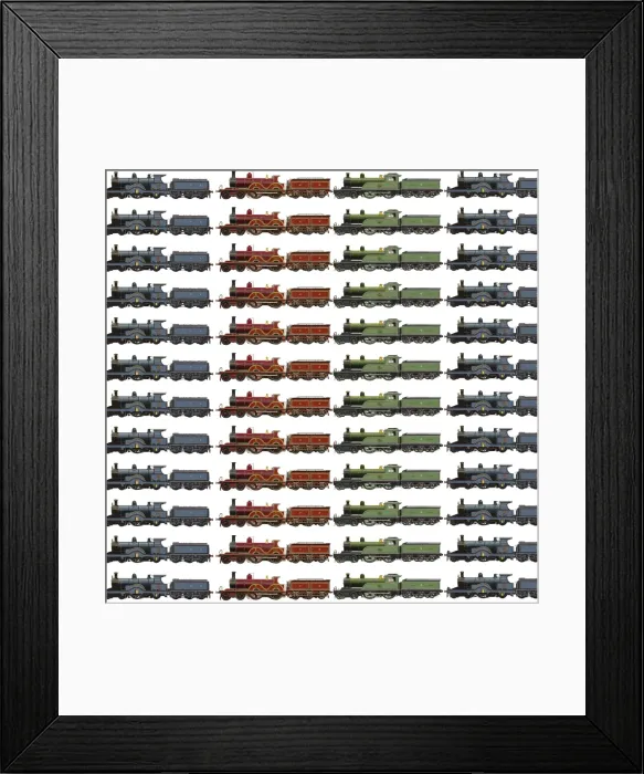 Framed Print : Repeating Pattern - Steam Engines Framed Print : Repeating Pattern - Steam Engines
