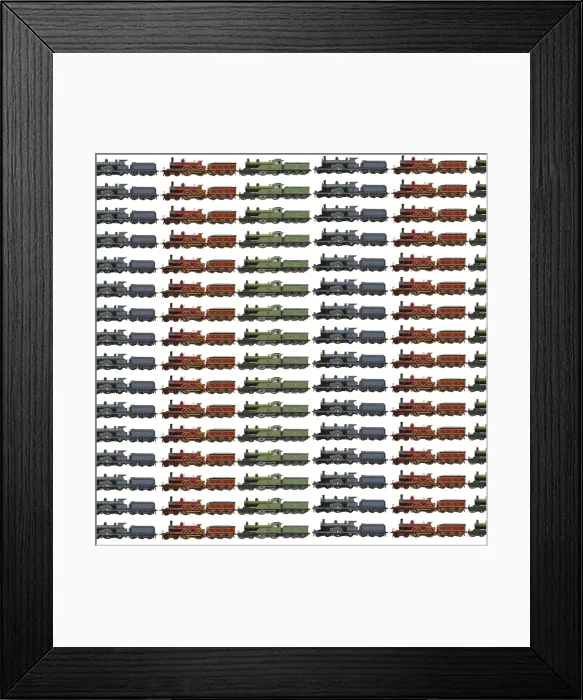 Framed Print : Repeating Pattern - Steam Engines Framed Print : Repeating Pattern - Steam Engines