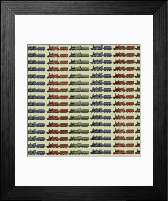 Framed Print : Repeating Pattern - Steam Engines Framed Print : Repeating Pattern - Steam Engines
