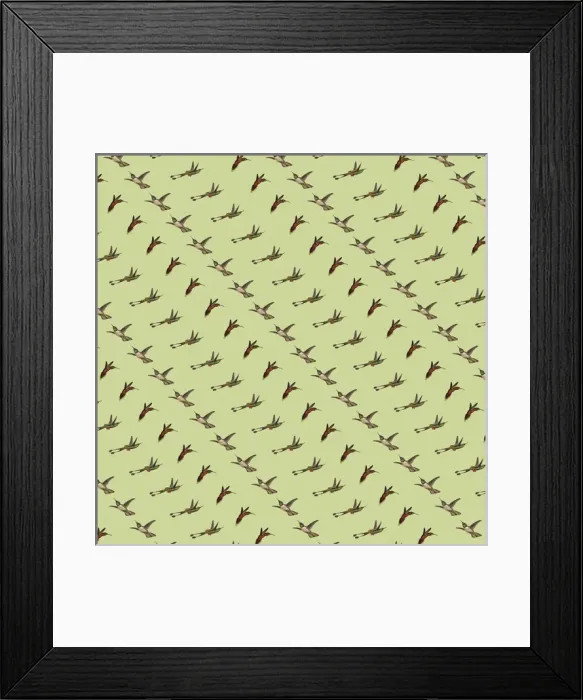 Framed Print : Repeating Pattern - Hummingbirds Framed Print : Repeating Pattern - Hummingbirds