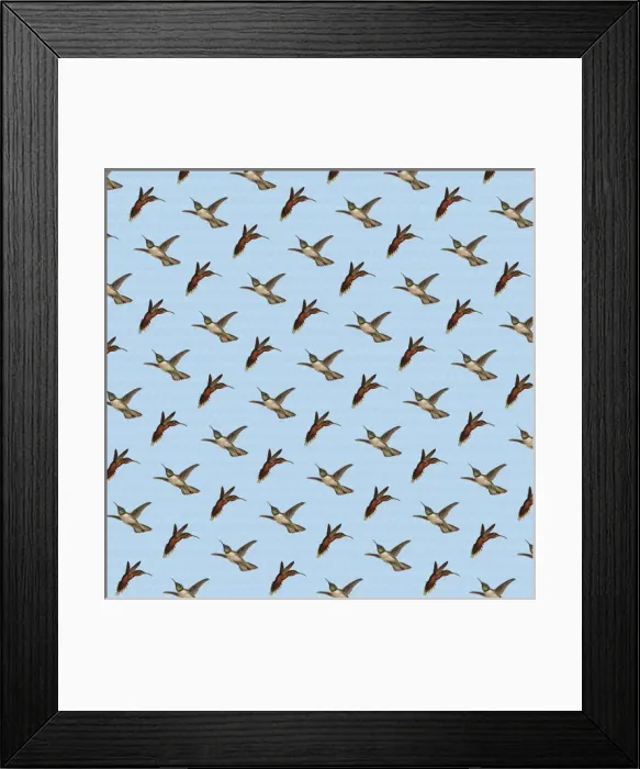 Framed Print : Repeating Pattern - Hummingbirds Framed Print : Repeating Pattern - Hummingbirds
