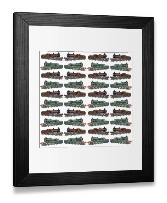Framed Print : Repeating Pattern - Steam Engines Framed Print : Repeating Pattern - Steam Engines