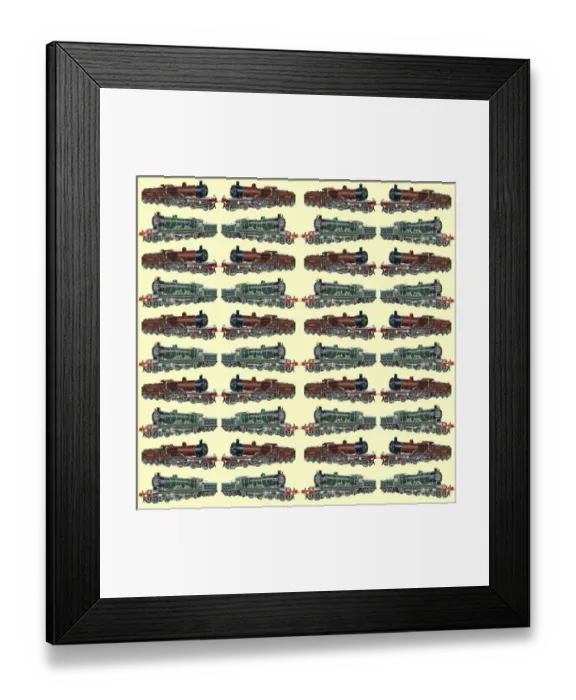 Framed Print : Repeating Pattern - Steam Engines Framed Print : Repeating Pattern - Steam Engines