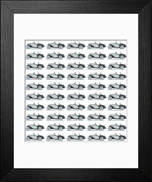 Framed Print : Repeating Pattern - Art Deco Woman - Sports car Framed Print : Repeating Pattern - Art Deco Woman - Sports car
