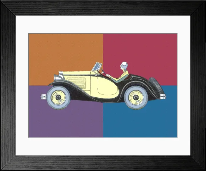 Framed Print : Driver in Vintage Sports Car