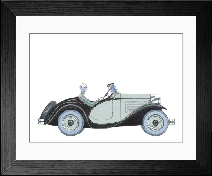 Framed Print : Driver in Black and Grey Sports Car Framed Print : Driver in Black and Grey Sports Car