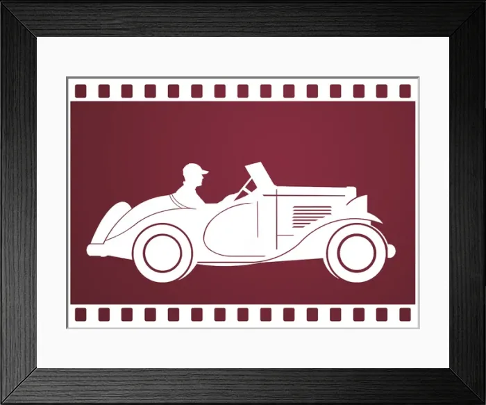 Framed Print : White Sportscar on Maroon Background Framed Print : White Sportscar on Maroon Background