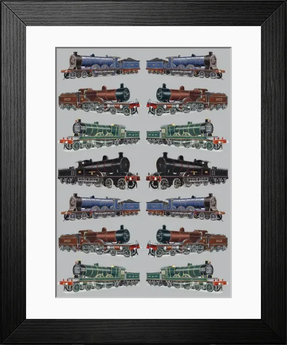 Framed Print : Repeating Pattern - Train / Steam Engine Framed Print : Repeating Pattern - Train / Steam Engine